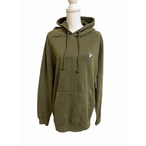 NWT Dalix Women's XL Olive Green Heartly Ghost Mineral Washed Hoodie  Sweatshirt